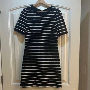 LOFT Black and White Striped Mini Dress